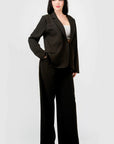 Luxe Stretch Woven Loose Fit Blazer And Wide Legs Pants Semi Formal Set