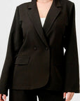 Luxe Stretch Woven Loose Fit Blazer And Wide Legs Pants Semi Formal Set