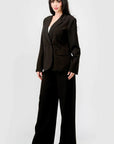 Luxe Stretch Woven Loose Fit Blazer And Wide Legs Pants Semi Formal Set