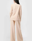 Luxe Stretch Woven Loose Fit Blazer And Wide Legs Pants Semi Formal Set