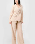 Luxe Stretch Woven Loose Fit Blazer And Wide Legs Pants Semi Formal Set