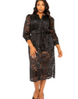 Belted Lace Shirt Dress