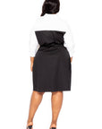 Contrast Shirt Dress With Pockets