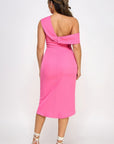 Off Shoulder Twist Front Midi Dress With Tulip Skirt