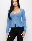 Long Sleeve Ruffle Zip-up Jacket