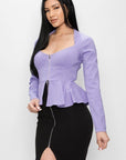 Long Sleeve Ruffle Zip-up Jacket