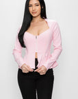 Long Sleeve Ruffle Zip-up Jacket