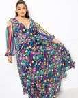 Multi Print Chiffon Maxi Dress