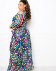 Multi Print Chiffon Maxi Dress