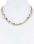Double Layer Beaded And Chain Necklace
