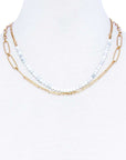 Double Layer Beaded And Chain Necklace