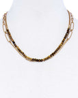Double Layer Beaded And Chain Necklace
