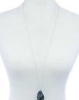 Fashion Oval Stone Pendant Long Necklace