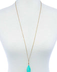 Fashion Oval Stone Pendant Long Necklace
