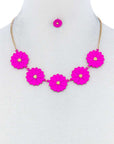 Fashion Cute Multi Tender Flower Necklace And Earring Set