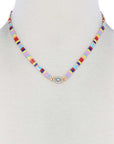 Evil Eye Charm Color Block Necklace