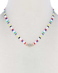 Evil Eye Charm Color Block Necklace