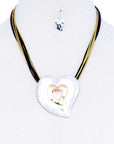 Fashion Triple Heart Pendant Necklace And Earring Set
