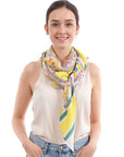 Fashion Small Floral And Stripe Pattern Silky Scarf