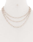 3 Simple Metal Chain Layered Necklace