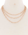 3 Simple Metal Chain Layered Necklace
