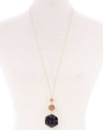 Marbling Natural Stone Pendant Long Necklace