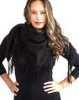 Solid Color Blanket Scarf With Fringes