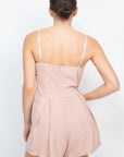Cinched Zip Sweetheart Pleated Romper