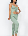 Front Ruched With Adjustable String Cami Casual/summer Jumpsuit