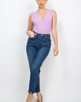 Cuffed-button Mom Jeans