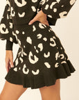 A Leopard-print Knit Mini Skirt