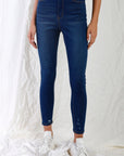 Dark Blue High-waisted With Rips Skinny Denim Jeans