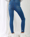 Mid Blue High-waisted With Rips Skinny Denim Jeans