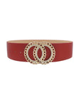 Double Circle Chain And Rhinestone Trim Design Belt