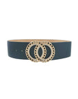 Double Circle Chain And Rhinestone Trim Design Belt