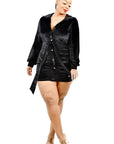 Plus Velvet Bishop Sleeve Mini Dress