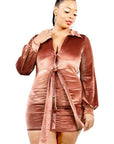 Plus Velvet Bishop Sleeve Mini Dress