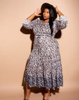 Contrast Animal Print Shirt Dress