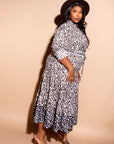 Contrast Animal Print Shirt Dress
