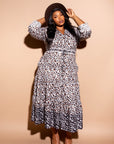 Contrast Animal Print Shirt Dress