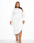 Asymmetrical Sweater Dress With Waterfall Ruffle