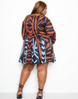 Mini Tie Waist Dress With Contrast Animal Print