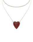 Rhinestone Heart Choker And Necklace Set