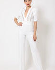Deep V-neck Crochet Bodice Jumpsuit
