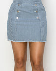 Button Frayed Denim Mini Skirt