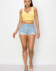 Side Chain Detailed Denim Shorts