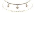 Rhinestone Star Charm 3 Layered Necklace