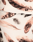 Long Yoga Style Banded Lined Leaf Printed Knit Legging With High Waist