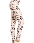 Long Yoga Style Banded Lined Leaf Printed Knit Legging With High Waist
