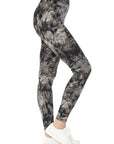 Yoga Style Banded Lined Multi Printed Knit Legging With High Waist
